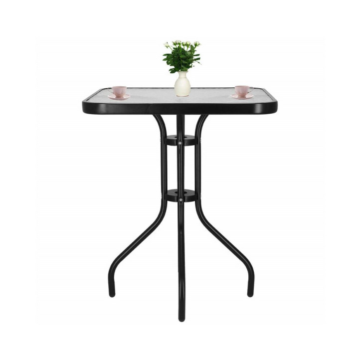 Záhradný stolík 60x60 cm, čierny SPRINGOS BISTRO