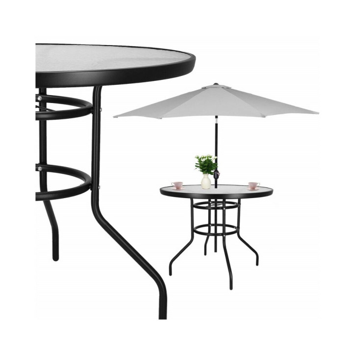 Záhradný stolík 90 cm, čierny SPRINGOS BISTRO