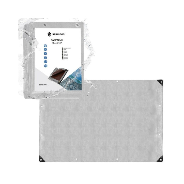 Krycia plachta s okami 4x6 m, extra silná, 210g PE, šedá SPRINGOS PROTECT Krycia plachta s okami 4x6 m, extra silná, 210g PE, šedá SPRINGOS PROTECT