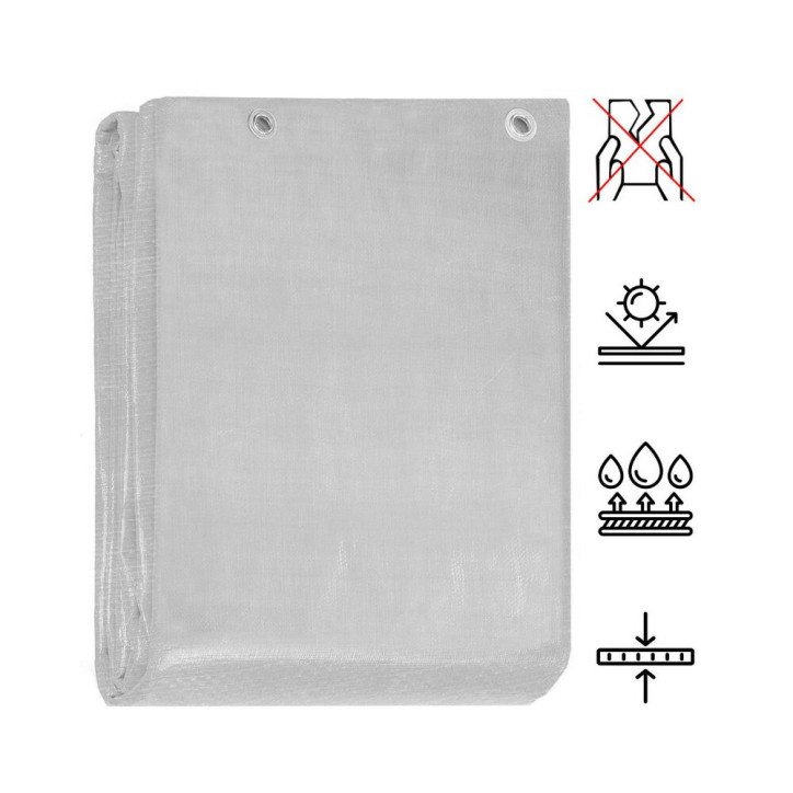 Krycia plachta s okami 4x6 m, extra silná, 210g PE, šedá SPRINGOS PROTECT Krycia plachta s okami 4x6 m, extra silná, 210g PE, šedá SPRINGOS PROTECT