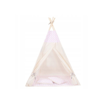 Teepee stan pre deti SPRINGOS Ružový Zigzag