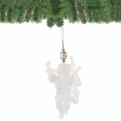 Vianočná ozdoba - Tancujúci anjel s perlou biely, 13cm