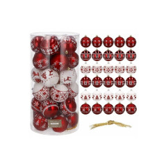 Vianočné banky červeno-biele mix - 5cm, súprava 30ks