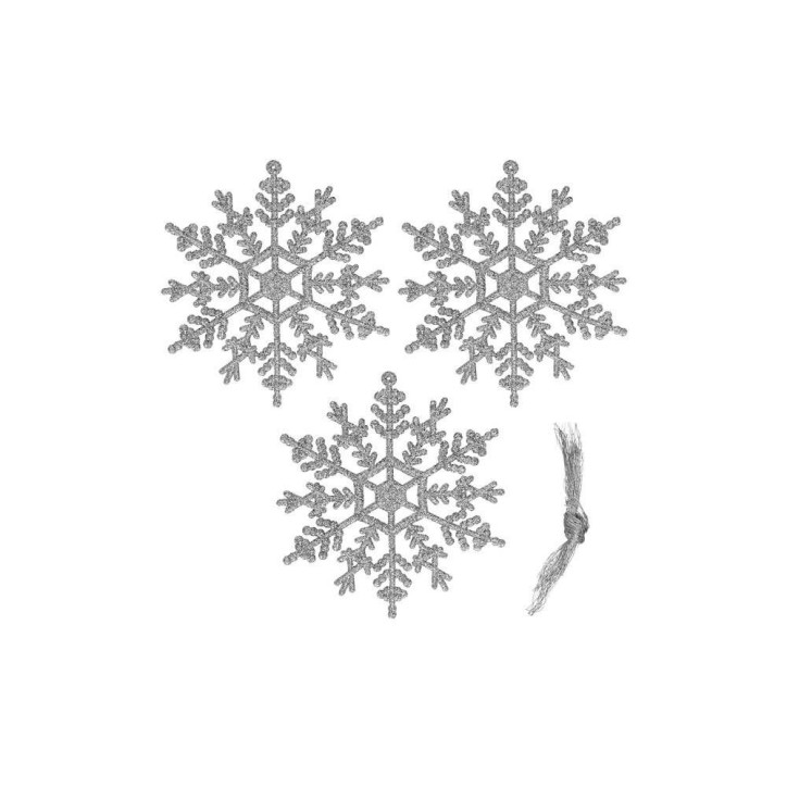 Vianočné ozdoby - Snehové vločky s trblietkami 12cm, strieborné, sada 3ks Vianočné ozdoby - Snehové vločky s trblietkami 12cm, strieborné, sada 3ks