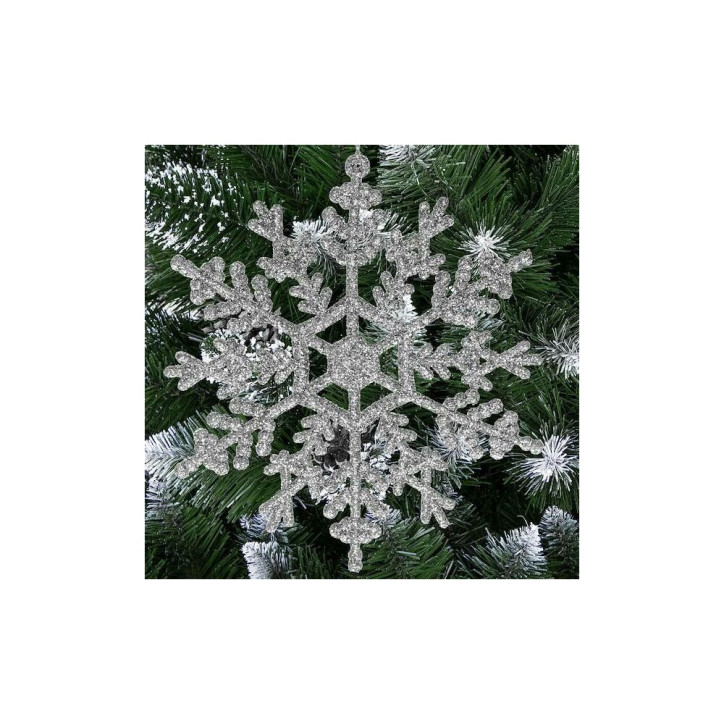 Vianočné ozdoby - Snehové vločky s trblietkami 12cm, strieborné, sada 3ks Vianočné ozdoby - Snehové vločky s trblietkami 12cm, strieborné, sada 3ks