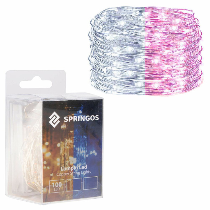 LED reťaz Nano Duo - 10m, 100LED, 3xAA, biela/ružová LED reťaz Nano Duo - 10m, 100LED, 3xAA, biela/ružová