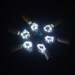LED reťaz Nano so špuntom - 2m, 20LED, 3xLR44, studená biela