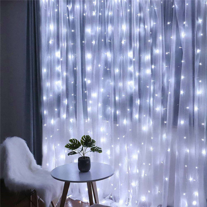 LED svetelný záves Nano kvaple - 3x2m, 400LED, 8 funkcií, studená biela LED svetelný záves Nano kvaple - 3x2m, 400LED, 8 funkcií, studená biela