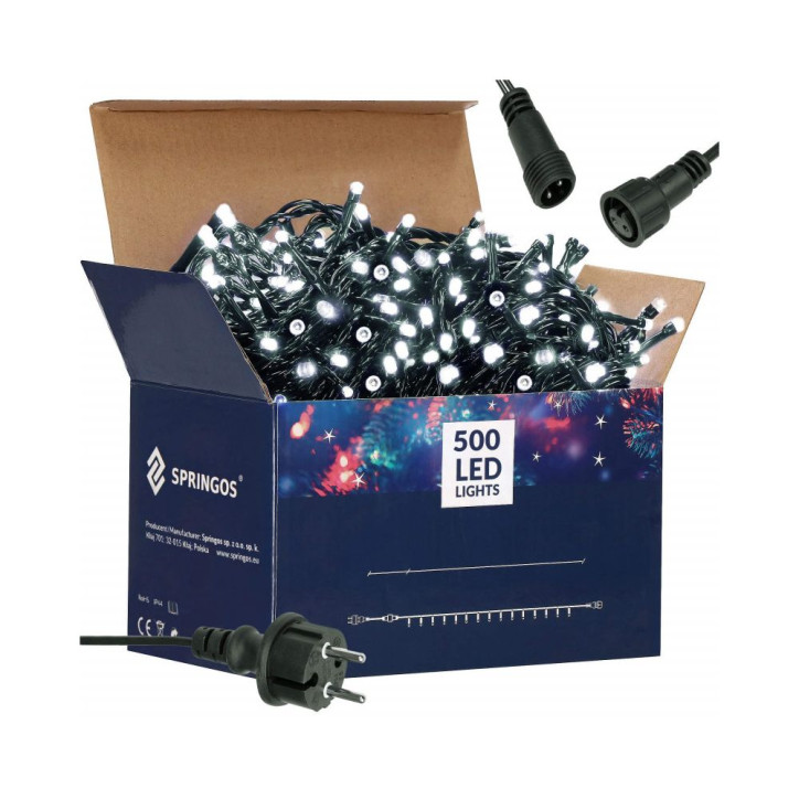 LED svetelná reťaz - 31,5m, 500LED, IP44, studená biela LED svetelná reťaz - 31,5m, 500LED, IP44, studená biela