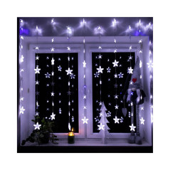 LED svetelný záves Hviezdy - 2x1, 6m, 180LED, IP44, studená biela + záblesky