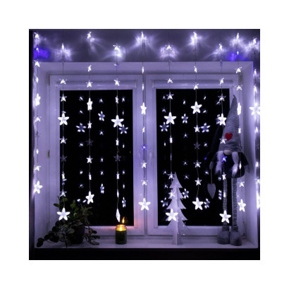 LED svetelný záves Hviezdy - 2x1, 6m, 180LED, IP44, studená biela + záblesky