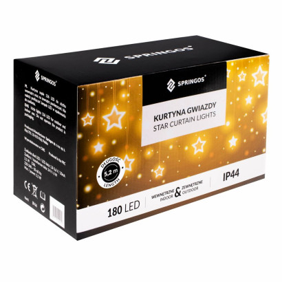 LED svetelný záves Hviezdy - 2x1, 6m, 180LED, IP44, studená biela + záblesky