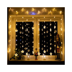 LED svetelný záves Hviezdy - 2x1, 6m, 180LED, IP44, teplá biela + záblesky