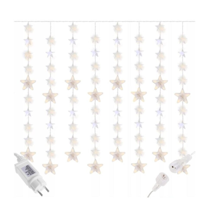 LED svetelný záves Hviezdy - 2x1, 6m, 180LED, IP44, teplá biela + záblesky LED svetelný záves Hviezdy - 2x1, 6m, 180LED, IP44, teplá biela + záblesky