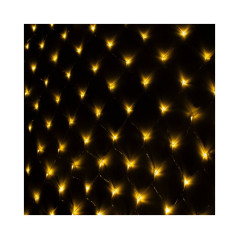 LED svetelná sieť - 1,5x1,5m, 100LED, 8 funkcií, IP44, 3xAA, teplá biela