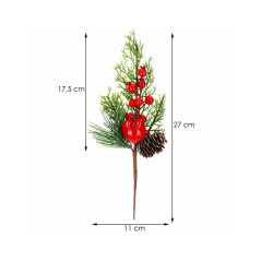 Vetvička s jarabinami a šiškou 27 cm