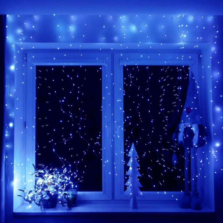 LED Nano svetelný záves - 3x3m, 300LED, 8 funkcií, ovládač, USB, IP44, modrá LED Nano svetelný záves - 3x3m, 300LED, 8 funkcií, ovládač, USB, IP44, modrá