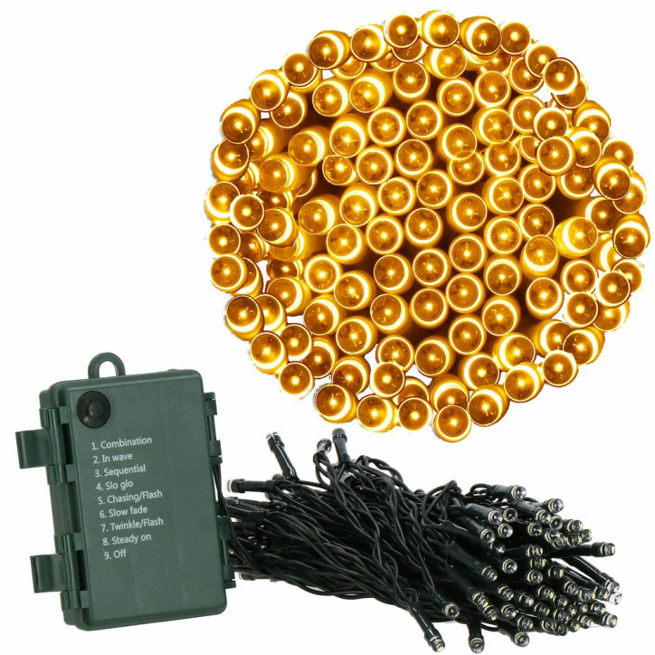 LED svetelná reťaz - 5m, 50LED, 8 funkcií, 3xAA, IP44, teplá biela LED svetelná reťaz - 5m, 50LED, 8 funkcií, 3xAA, IP44, teplá biela