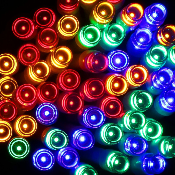 LED svetelná reťaz - 10m, 100LED, 8 funkcií, 3xAA, IP44, multicolor LED svetelná reťaz - 10m, 100LED, 8 funkcií, 3xAA, IP44, multicolor