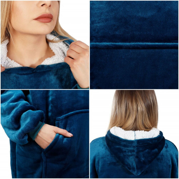 Mikinová deka Oversized tmavo modrá SPRINGOS Mikinová deka Oversized tmavo modrá SPRINGOS