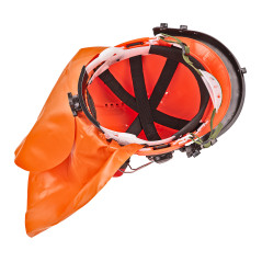 Lesnícka prilba s ochranou tváre, sluchu a krku 52-62 cm, oranžová