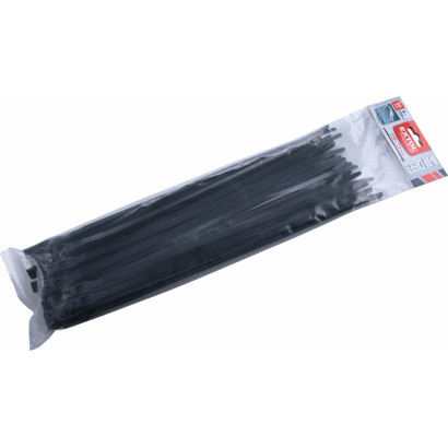 Pásky sťahovacie čierne, nízkoprofilový zámok, 7,6x370mm, 50ks