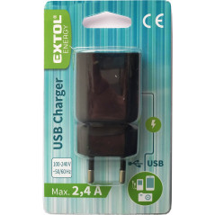Nabíjačka USB, 100-240V, výstup 5V/2,4