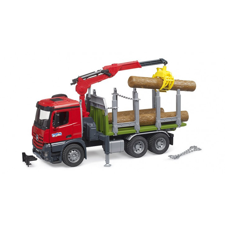 Nákladné vozidlo Mercedes-Benz Arocs na prepravu dreva s nakladacím žeriavom, chápadlom a tromi kmeňmi stromov 1:16 03669 Nákladné vozidlo Mercedes-Benz Arocs na prepravu dreva s nakladacím žeriavom, chápadlom a tromi kmeňmi stromov 1:16 03669
