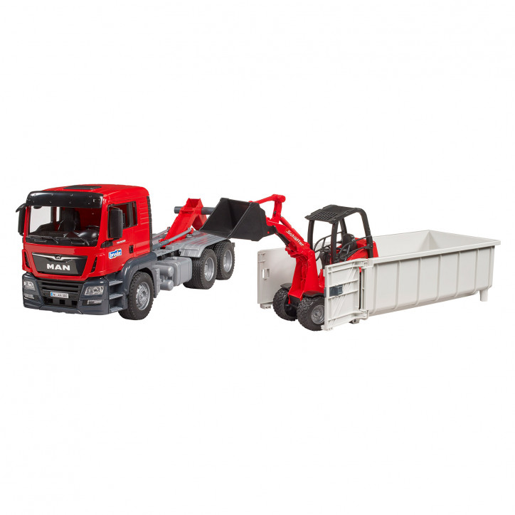 Nákladné auto MAN TGS s hákovým kontajnerom a nakladačom Schäffer 2630 1:16 03767 Nákladné auto MAN TGS s hákovým kontajnerom a nakladačom Schäffer 2630 1:16 03767