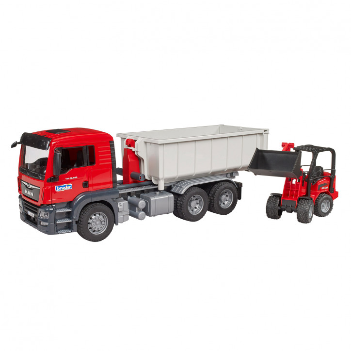 Nákladné auto MAN TGS s hákovým kontajnerom a nakladačom Schäffer 2630 1:16 03767 Nákladné auto MAN TGS s hákovým kontajnerom a nakladačom Schäffer 2630 1:16 03767