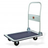 Praktický vozík s protišmykovou ložnou plochou, sklápacia rukoväť na jednoduchšie skladovanie vozíka, keď sa nepoužíva.