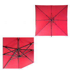 Alu závesný slnečník štvorcový 300x300 cm Verona, vínovočervený