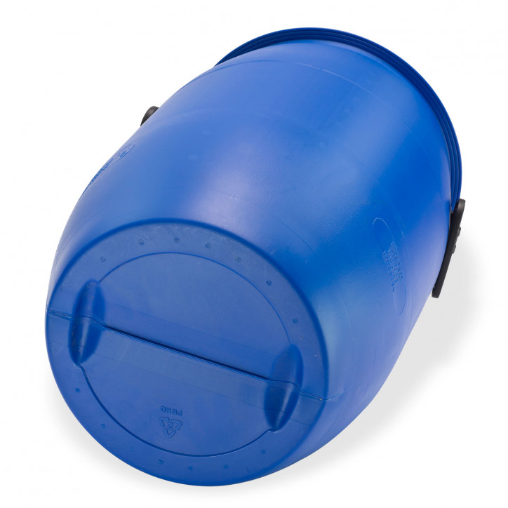 Barel / plastový sud s vekom so širokým hrdlom a úchytmi 30 L, modrý