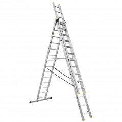 Hliníkový rebrík 3x14 priečok trojdielny DRABEST DW3-14 PRO