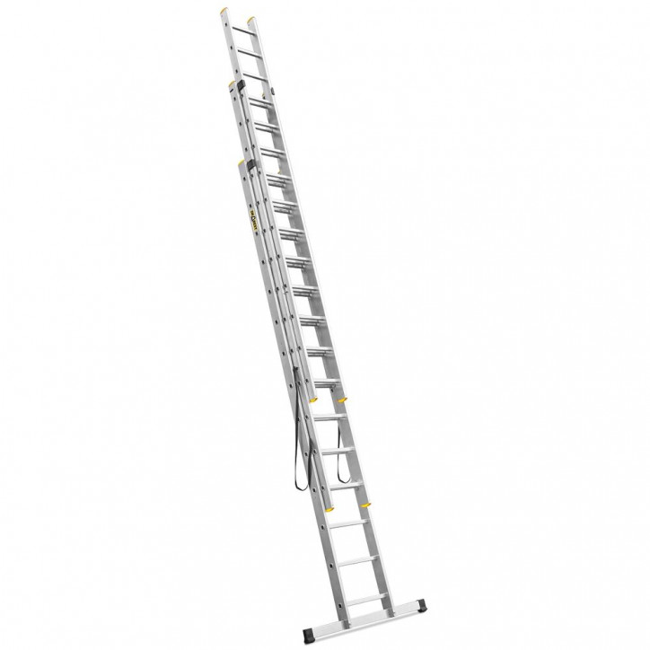 Hliníkový rebrík 3x14 priečok trojdielny DRABEST DW3-14 PRO