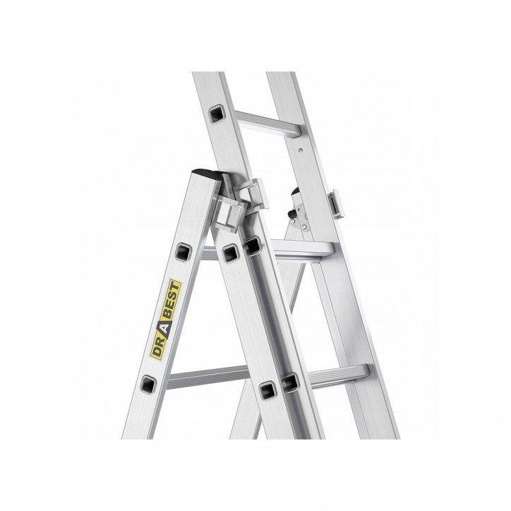 Hliníkový rebrík 3x6 priečok trojdielny DRABEST DW3-6 BASIC