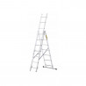 Viacúčelový rebrík so stabilizátorom, 3x7 priečok, max. pracovná výška 4,23 m, nosnosť 150 kg. Certifikácia EN 131 pre domáce použitie.