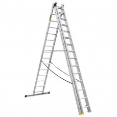 Hliníkový rebrík 3x15 priečok trojdielny DRABEST DW3-15 PRO