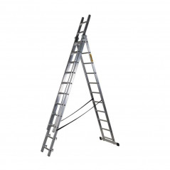 Hliníkový rebrík 3x8 priečok trojdielny DRABEST DW3-8 PRO