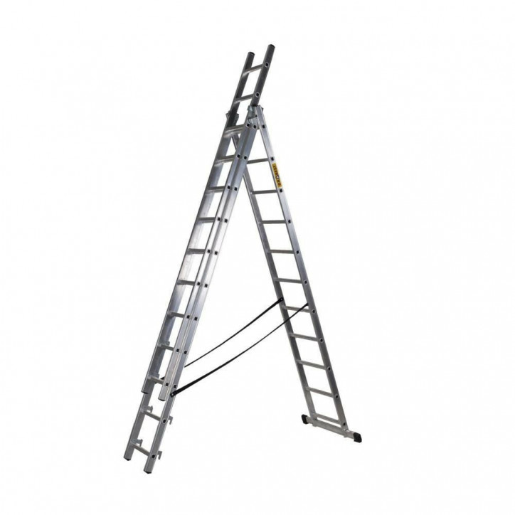 Hliníkový rebrík 3x9 priečok trojdielny DRABEST DW3-9 PRO