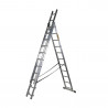 Profesionálny viacúčelový rebrík, 3x9 priečok, max. pracovná výška 6,25 m, nosnosť 150 kg. Certifikácia EN 131.