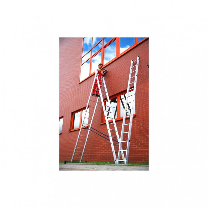 Hliníkový rebrík 3x7 priečok trojdielny DRABEST DW3-7 PRO