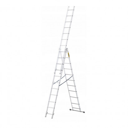 Hliníkový rebrík 3x11 priečok trojdielny DRABEST DW3-11 BASIC