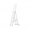 Viacúčelový rebrík so stabilizátorom, 3x8 priečok, max. pracovná výška 4,97 m, nosnosť 150 kg. Certifikácia EN 131 pre domáce použitie.