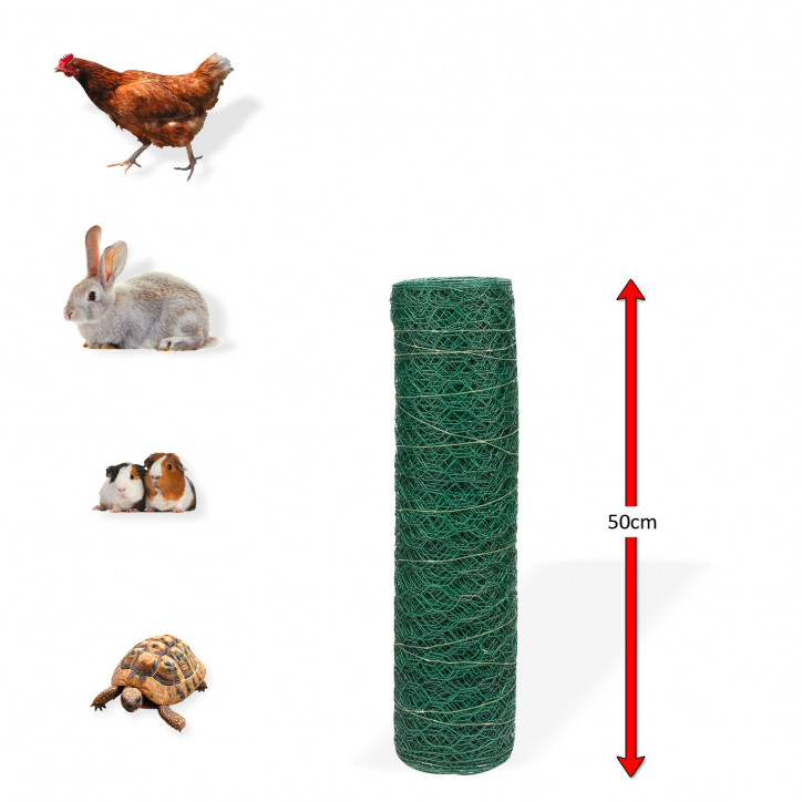 Králičie šesťhranné pletivo poplastované 25 mm, 0,5x25 m, drôt 0,8 mm, zelené Králičie šesťhranné pletivo poplastované 25 mm, 0,5x25 m, drôt 0,8 mm, zelené