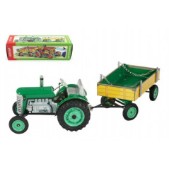 Traktor Zetor s prívesom zelený na kľúčik kov 28cm Kovap v krabičke
