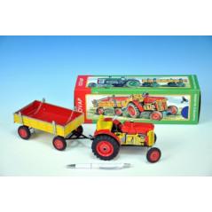 Traktor Zetor s prívesom červený na kľúčik kov 28cm Kovap v krabičke