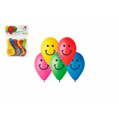Balónik nafukovací 9"potlač Smile 10cm 10ks v sáčku karneval
