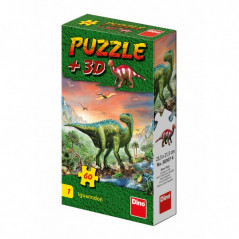 Puzzle Dinosaury 23,5x21,5cm 60 dielikov + figúrka asst 6 druhov v krabičke 24ks v boxe