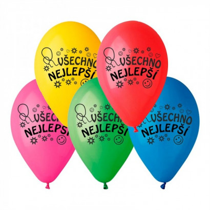 Balónik nafukovacie 10 '' priemer 26cm Všetko najlepšie 10ks v sáčku